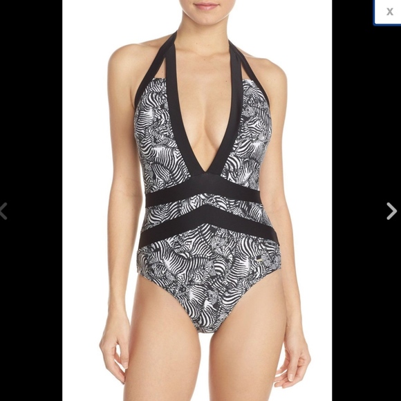 NEW Ted Baker Meirian Zebra Print Halter One-Piece Swimsuit [SZ 3‎ in TB] - Picture 2 of 7